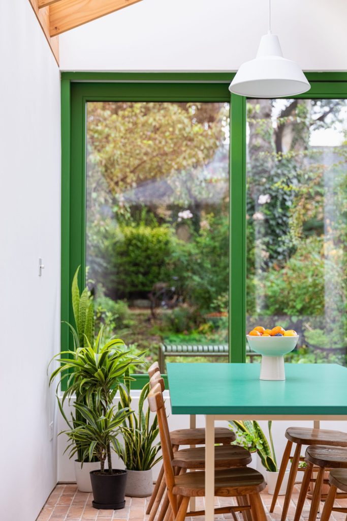 Alternative view of green timber glazing at Camberwell Cork House