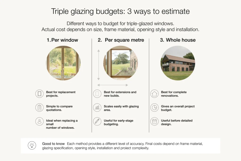 Infographic Showing 3 Ways To Estimate Triple Glazing Cost