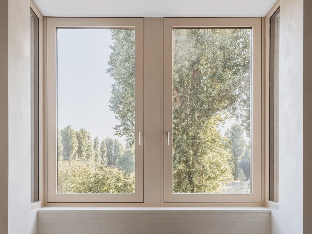 A close view of the timber window solutions used on West London House project