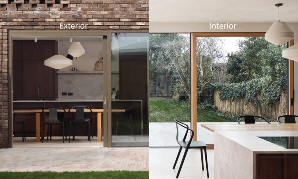 Dual colour windows with dark exterior frame and natural timber interior