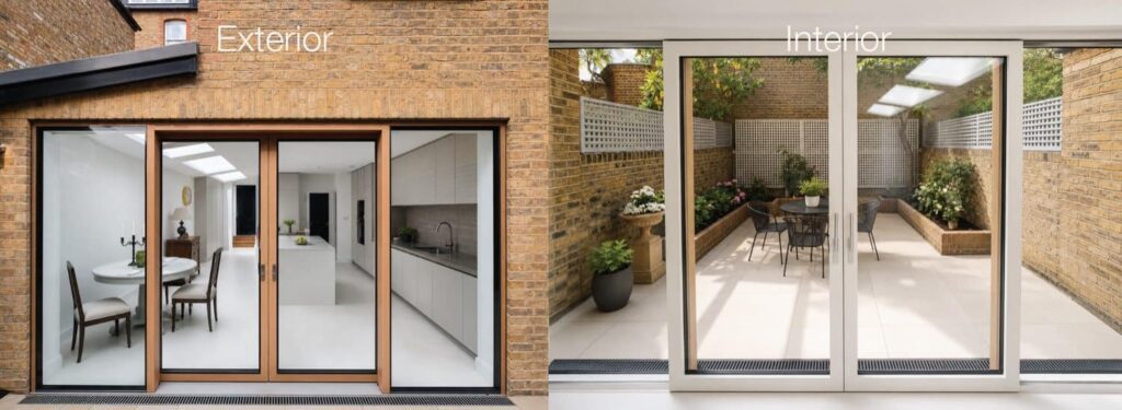 Dual finish timber window with painted exterior and clear-coated interior”