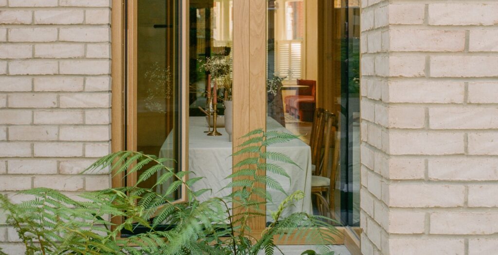 Clear-finished oak window with visible natural grain