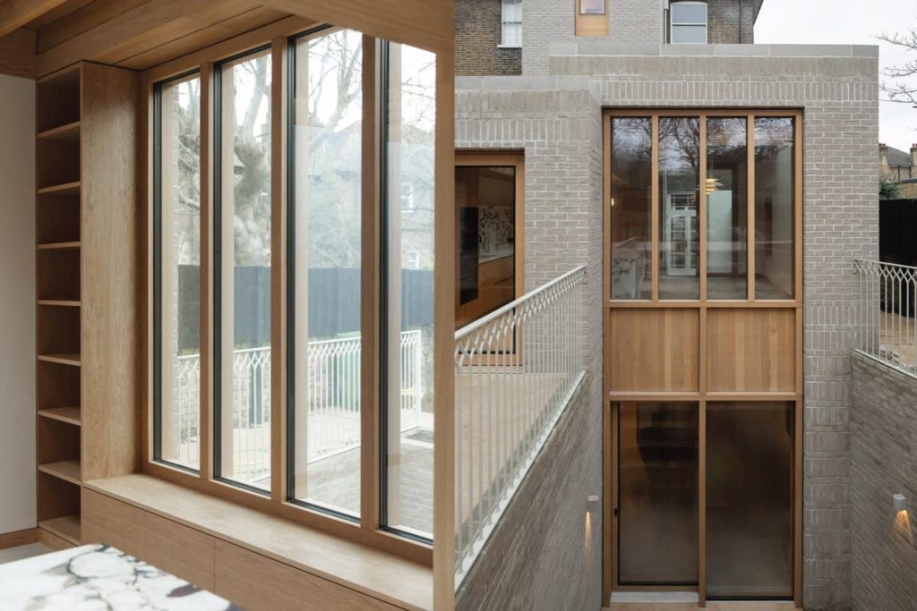 Timber window interior matched with a contrasting exterior façade finish